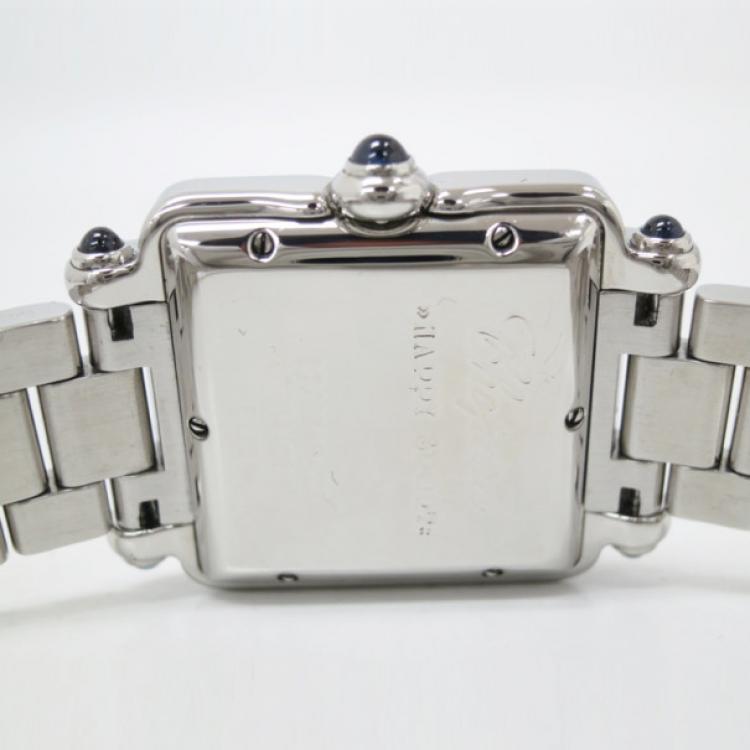 Pre Owned Chopard Happy Sport Square SS Diamonds Womens Wristwatch 27 MM