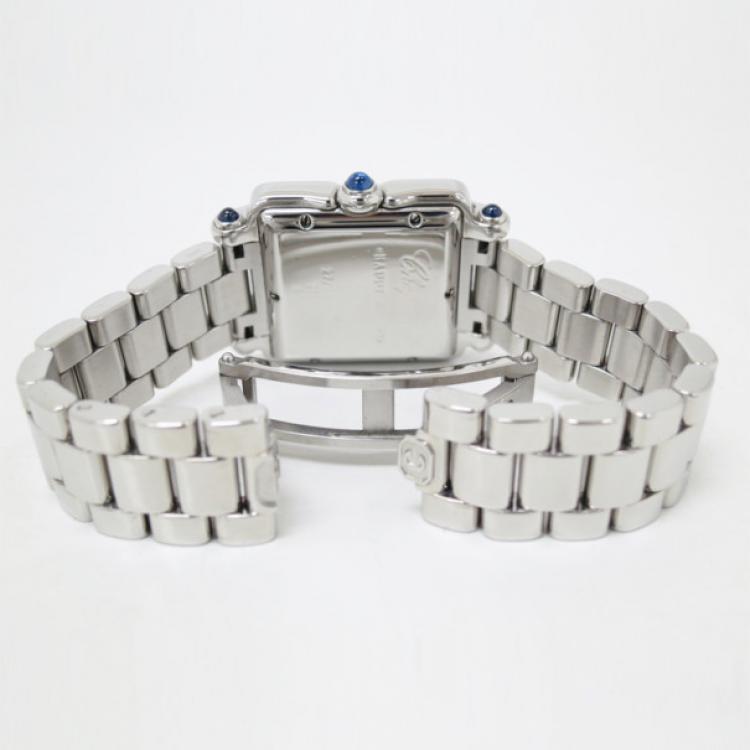 Pre Owned Chopard Happy Sport Square SS Diamonds Womens Wristwatch 27 MM