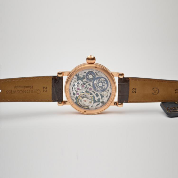 Pre Owned Chronoswiss Zeitzeichen Edition IV 18 K Rose Gold Mens Wristwatch 44 MM
