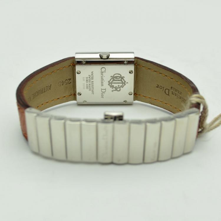 Pre Owned Dior Grey Stainless Steel D80-100 Women's Wristwatch 23 mm