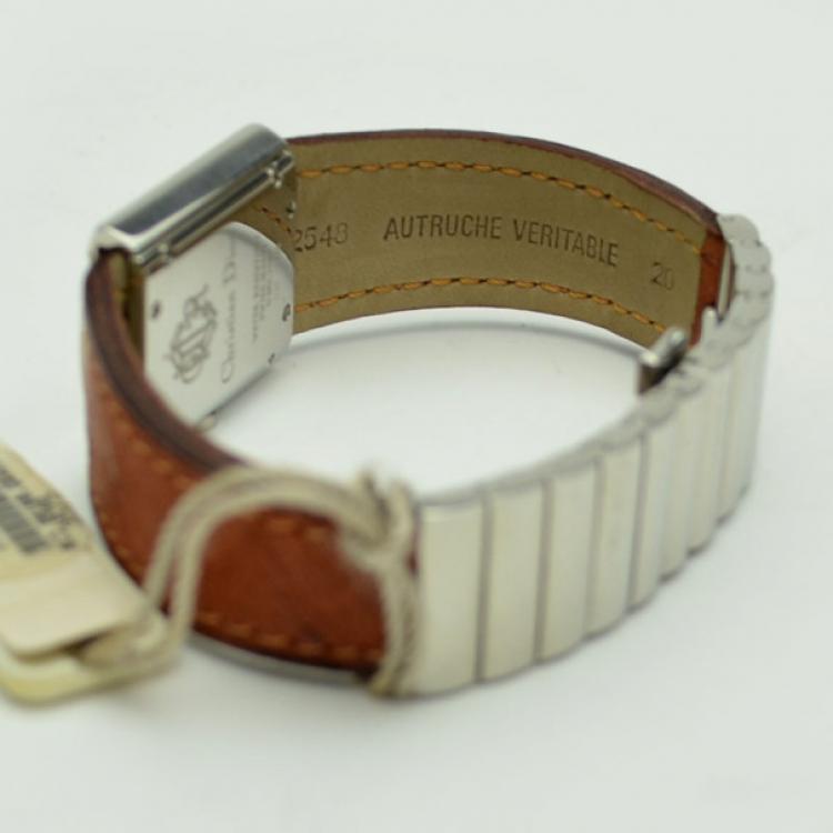 Pre Owned Dior Grey Stainless Steel D80-100 Women's Wristwatch 23 mm