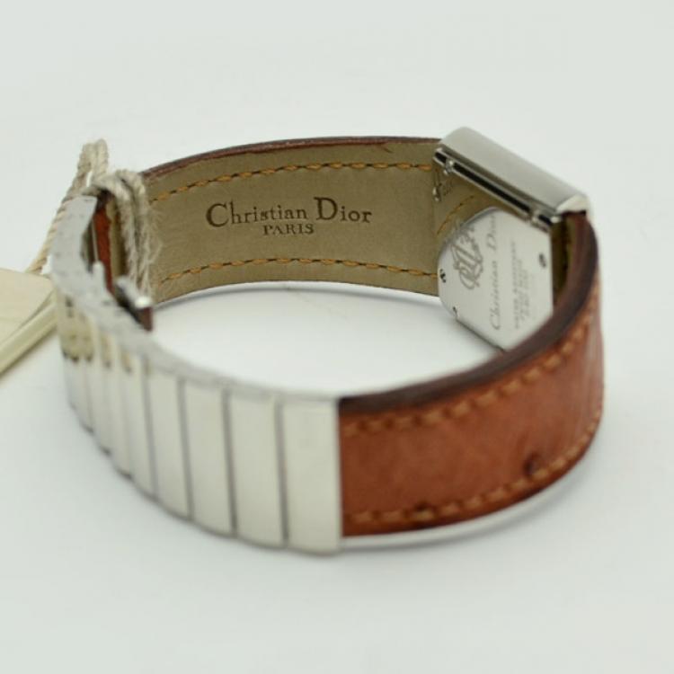 Pre Owned Dior Grey Stainless Steel D80-100 Women's Wristwatch 23 mm