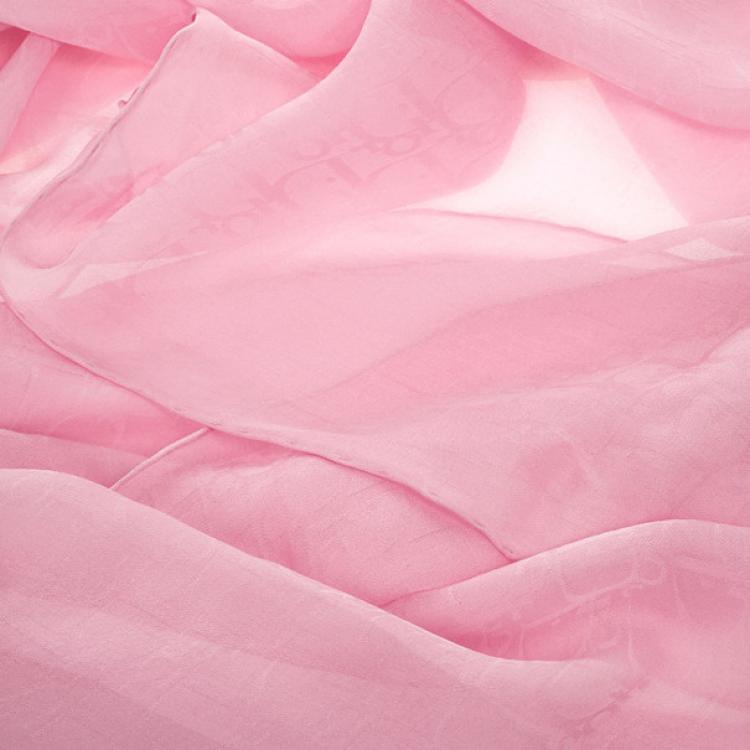 Pre Owned Dior Pink Silk Monogram Scarf