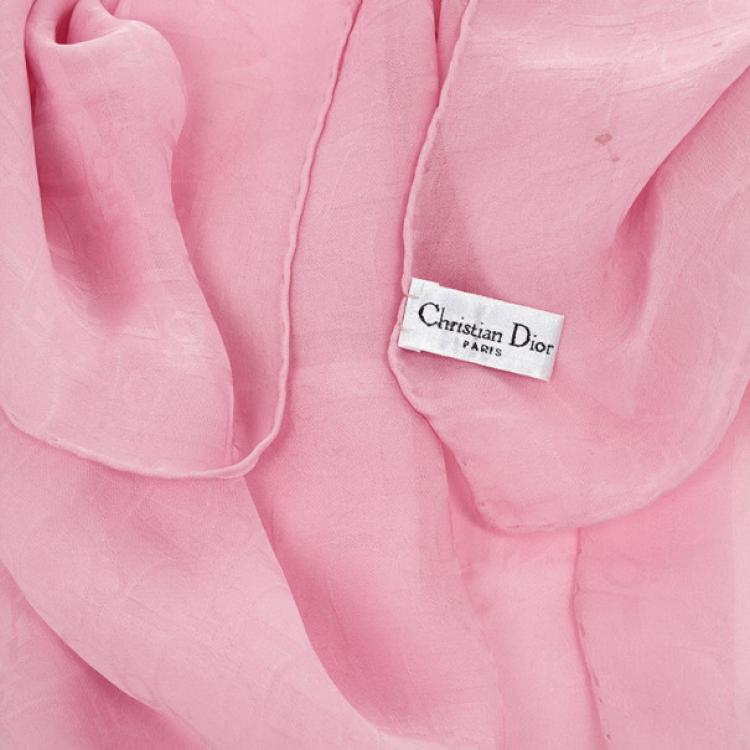Pre Owned Dior Pink Silk Monogram Scarf