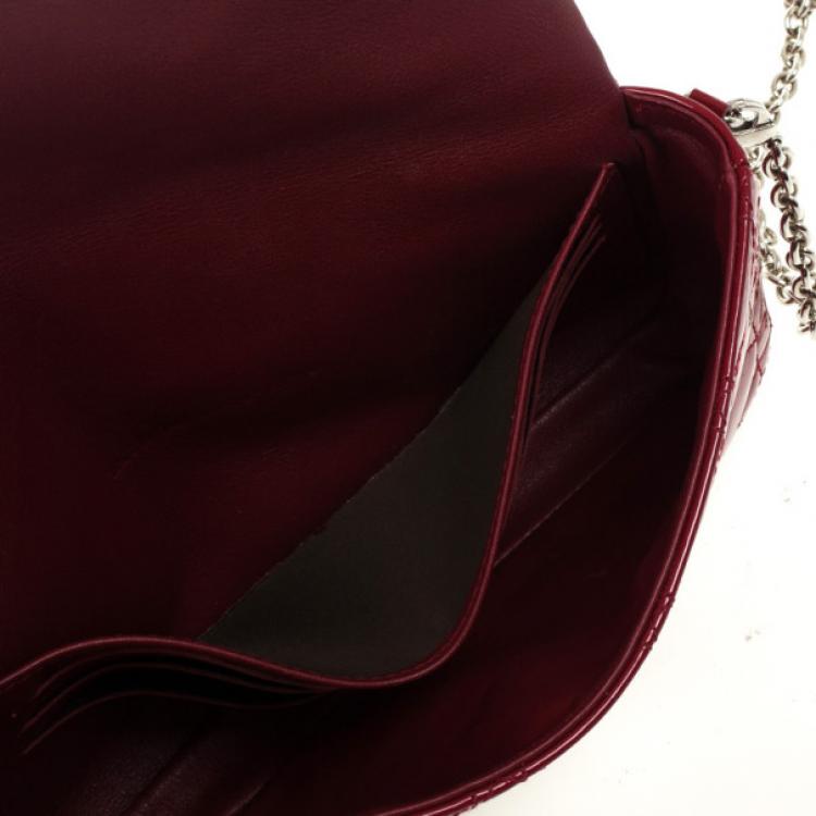 Pre Owned Christian Dior Red Cannage Quilted Patent Leather Lady Dior New Lock Mini Flap Bag