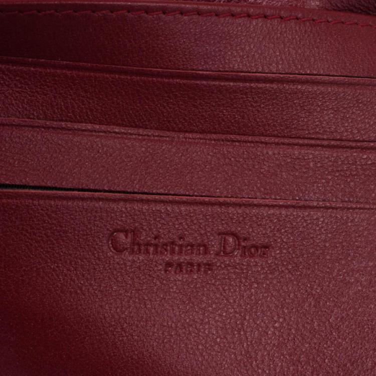 Pre Owned Christian Dior Red Cannage Quilted Patent Leather Lady Dior New Lock Mini Flap Bag