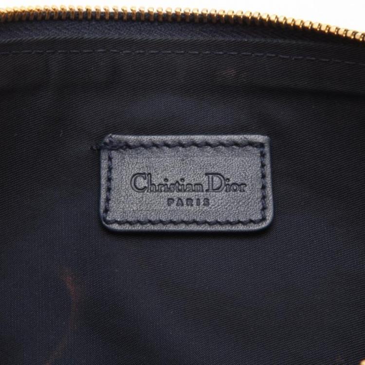 Pre Owned Dior Blue Monogram Denim Saddle Bag