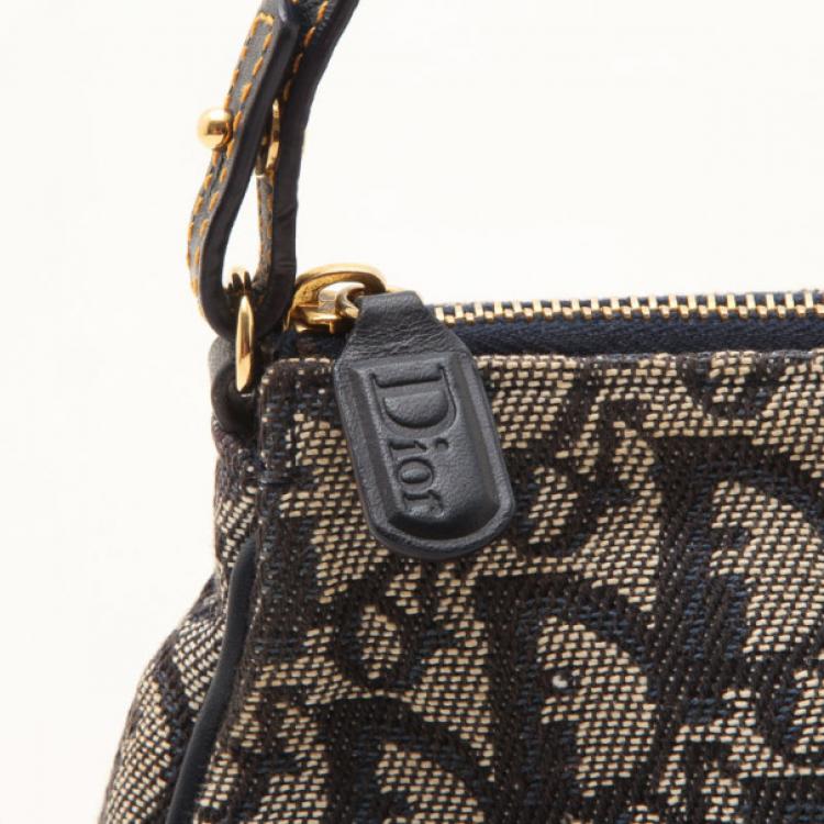Pre Owned Dior Blue Monogram Denim Saddle Bag