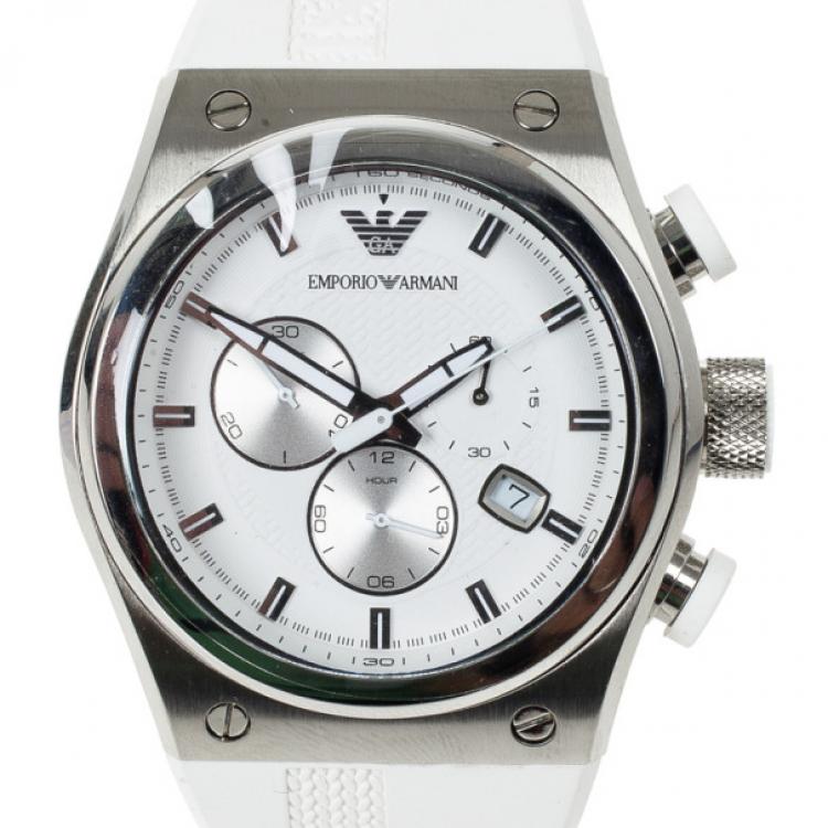 مملوكة مسبقًا Emporio Armani White Stainless Steel AR6103 Men's Wristwatch 44MM