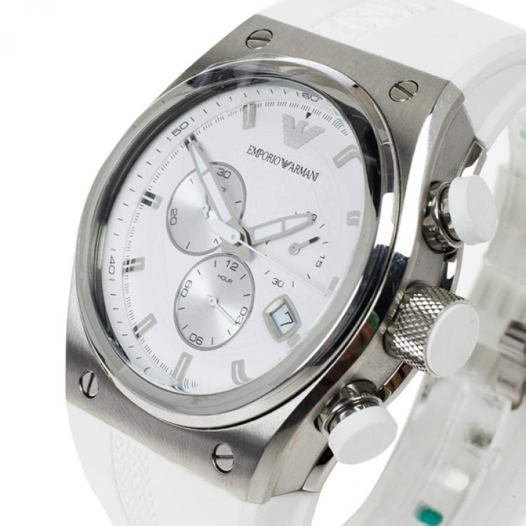 مملوكة مسبقًا Emporio Armani White Stainless Steel AR6103 Men's Wristwatch 44MM
