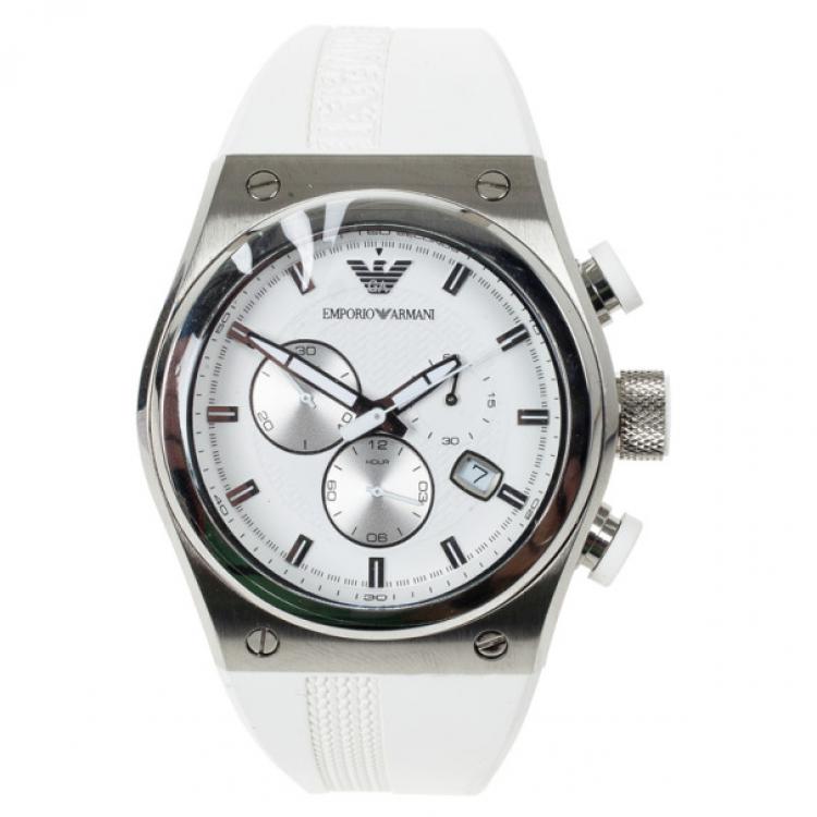مملوكة مسبقًا Emporio Armani White Stainless Steel AR6103 Men's Wristwatch 44MM
