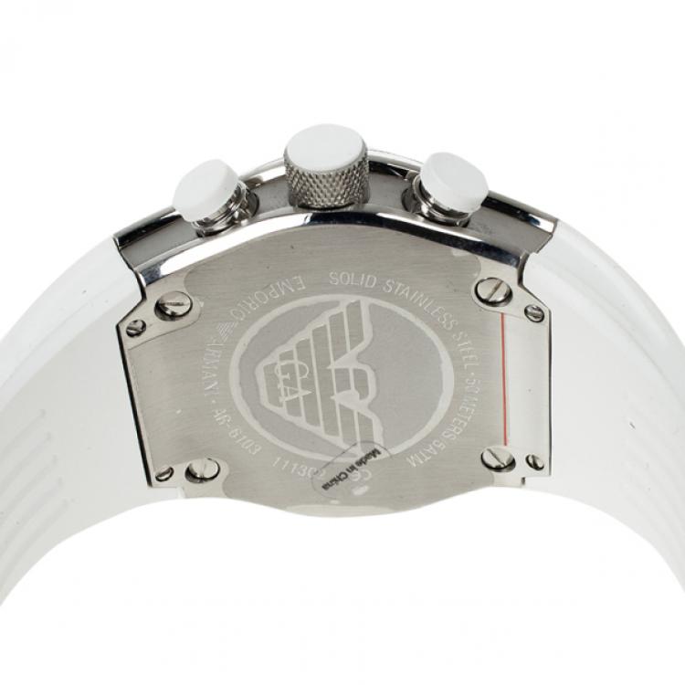 مملوكة مسبقًا Emporio Armani White Stainless Steel AR6103 Men's Wristwatch 44MM