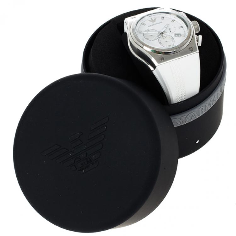 مملوكة مسبقًا Emporio Armani White Stainless Steel AR6103 Men's Wristwatch 44MM