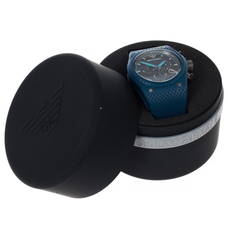 Pre Owned Emporio Armani Black Stainless Steel AR6119 Men's Wristwatch 44MM