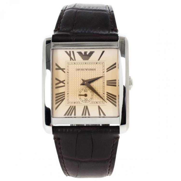 Pre Owned Emporio Armani Bronze Stainless Steel AR1641 Men's Wristwatch 37MM