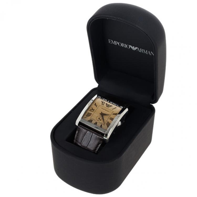 Pre Owned Emporio Armani Bronze Stainless Steel AR1641 Men's Wristwatch 37MM