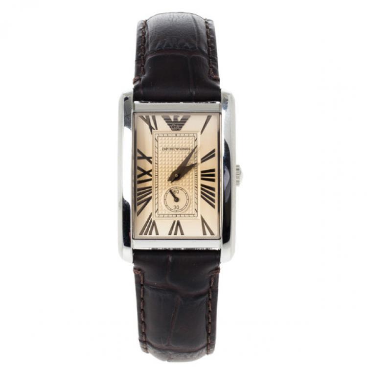 Pre Owned Emporio Armani Bronze Stainless Steel AR1637 Men's Wristwatch 38MM