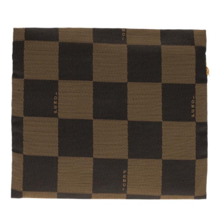 Pre Owned Fendi Brown Checkered Vintage Pouch