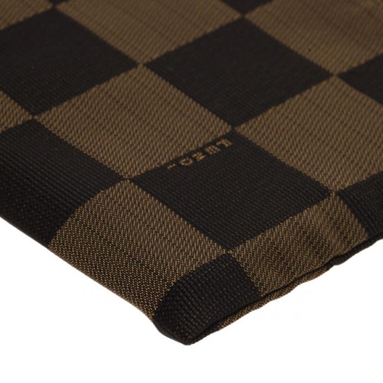 Pre Owned Fendi Brown Checkered Vintage Pouch