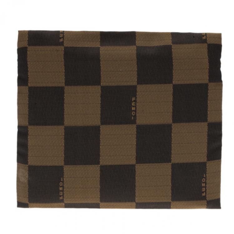 Pre Owned Fendi Brown Checkered Vintage Pouch