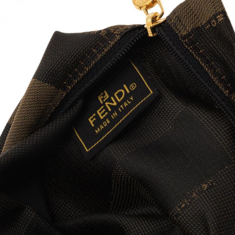 Pre Owned Fendi Brown Checkered Vintage Pouch