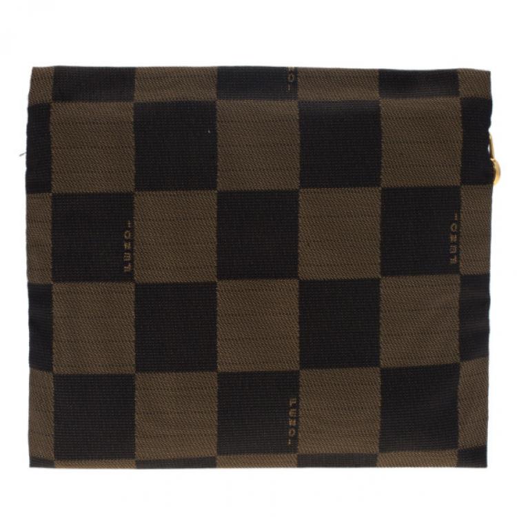 Pre Owned Fendi Brown Checkered Vintage Pouch