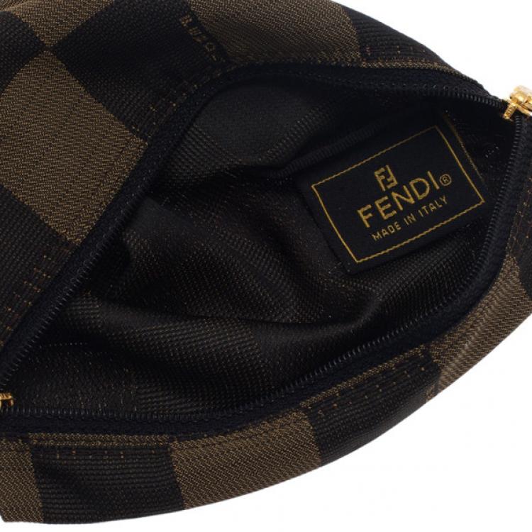 Pre Owned Fendi Brown Checkered Vintage Pouch