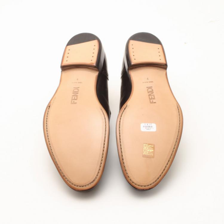 Pre Owned Fendi Brown Leather With Buckle Men's Shoes Size 44