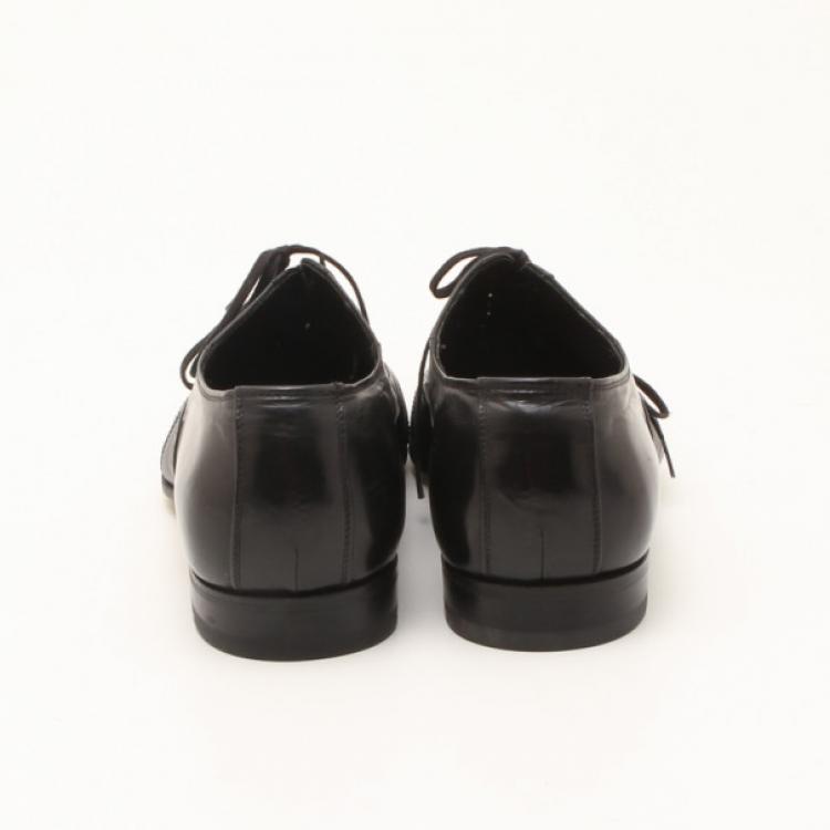 Pre Owned Fendi Black Brogue Lace Up Men Loafers Size 44