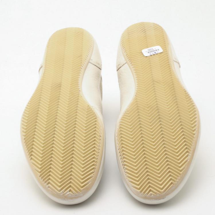 Pre Owned Fendi Cream Leather Lace Up Sneakers Size 44