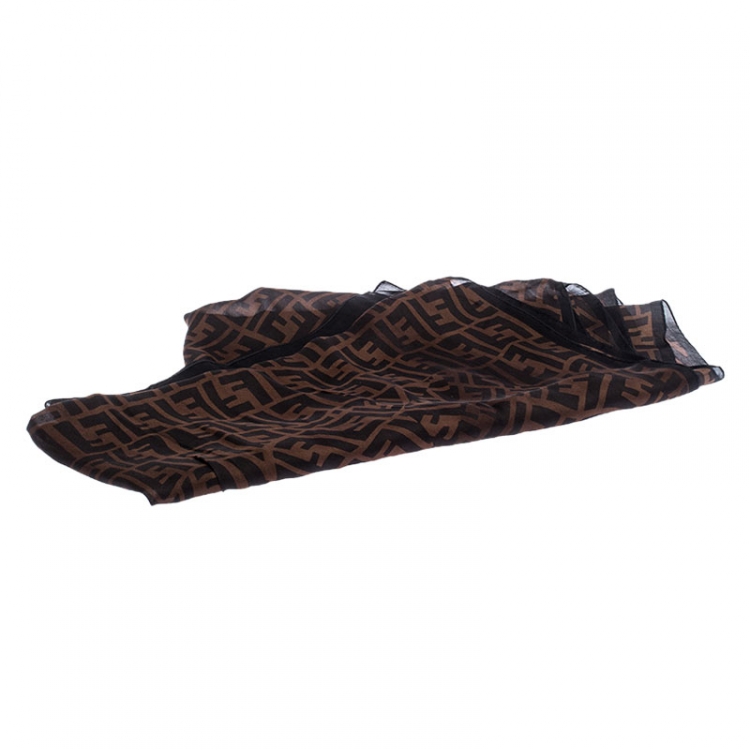 Pre Owned Fendi Dual Tone Silk Zucca Print Stole