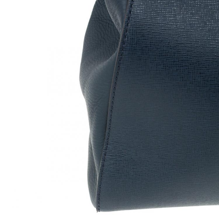 Pre Owned Fendi Navy Blue Leather Large 2Jours Tote