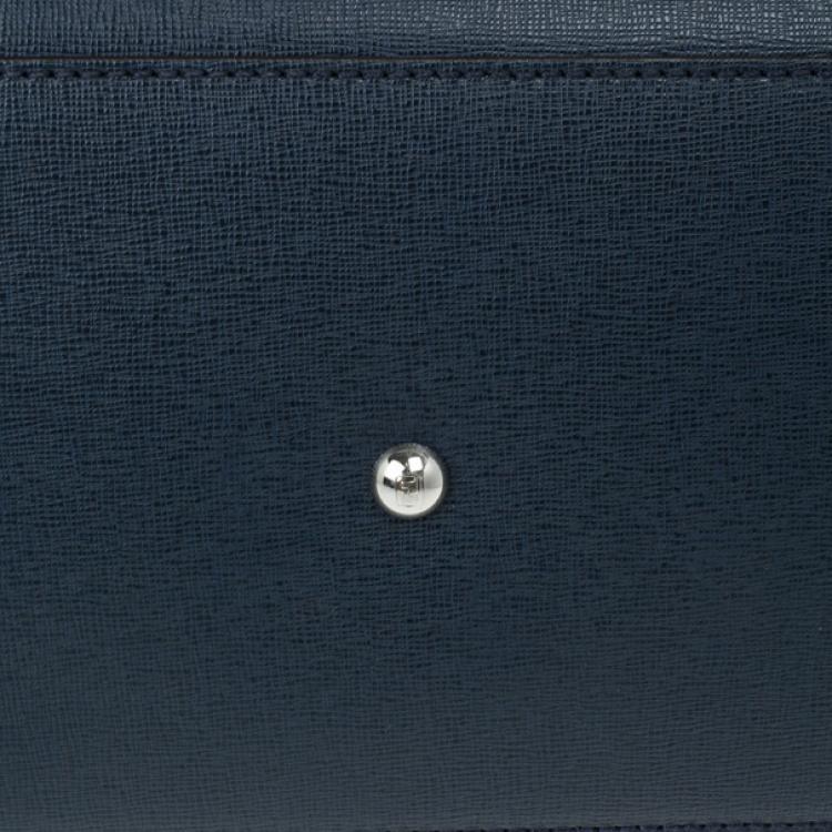 Pre Owned Fendi Navy Blue Leather Large 2Jours Tote