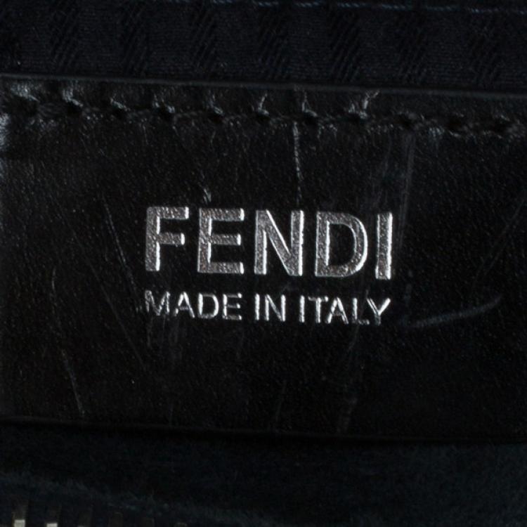 Pre Owned Fendi Navy Blue Leather Large 2Jours Tote