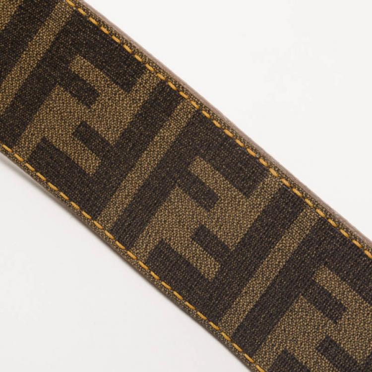 Pre Owned Fendi Metallic Leather Belt  with Gold Fendi Logo Buckle