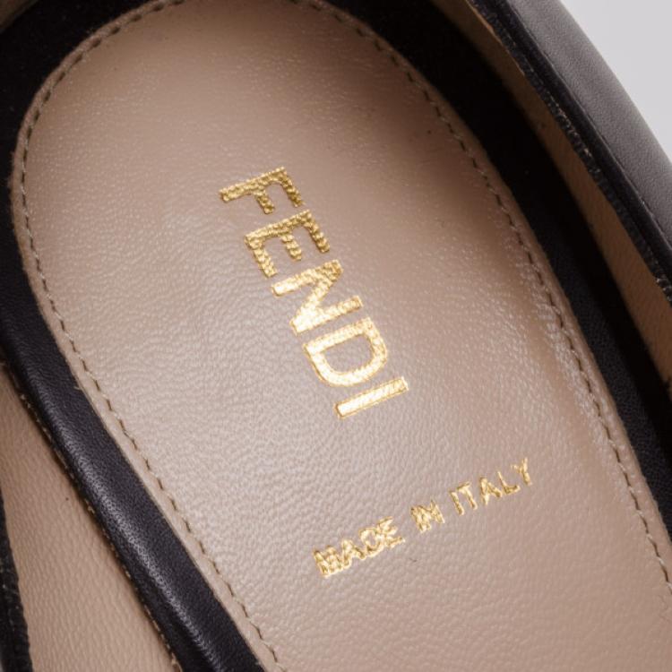 Pre Owned Fendi Black Leather Chameleon Buckle Pumps Size 40