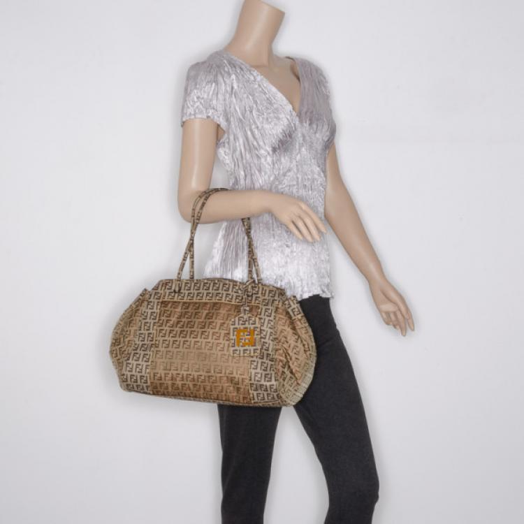 Pre Owned Fendi Zucchino Nylon and Spalmati Pillow Tote