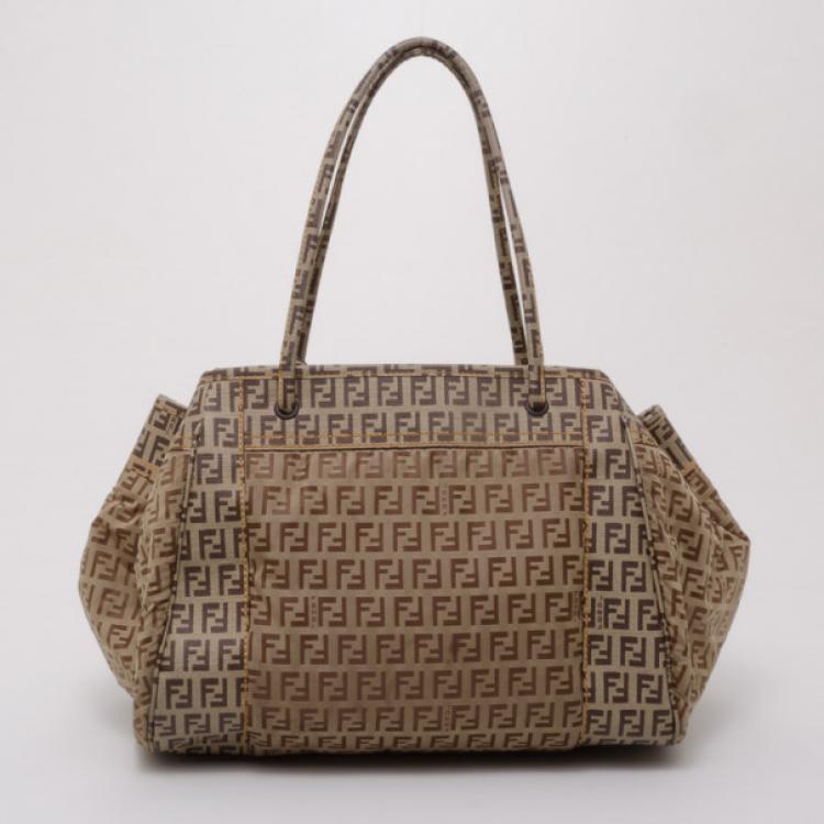 Pre Owned Fendi Zucchino Nylon and Spalmati Pillow Tote