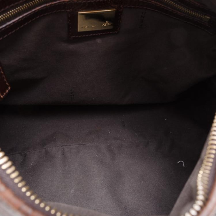 Pre Owned Fendi Brown Leather Monogram Chef Hobo 