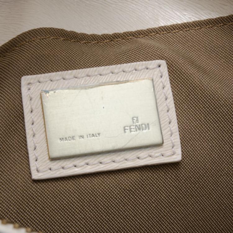 Pre Owned Fendi Monogram Small Shoulder Bag with White Trim 