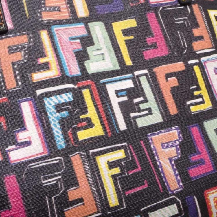 Pre Owned Fendi Black Multicolor Roll Shopper Tote 
