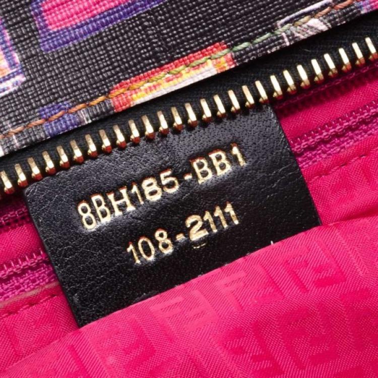 Pre Owned Fendi Black Multicolor Roll Shopper Tote 