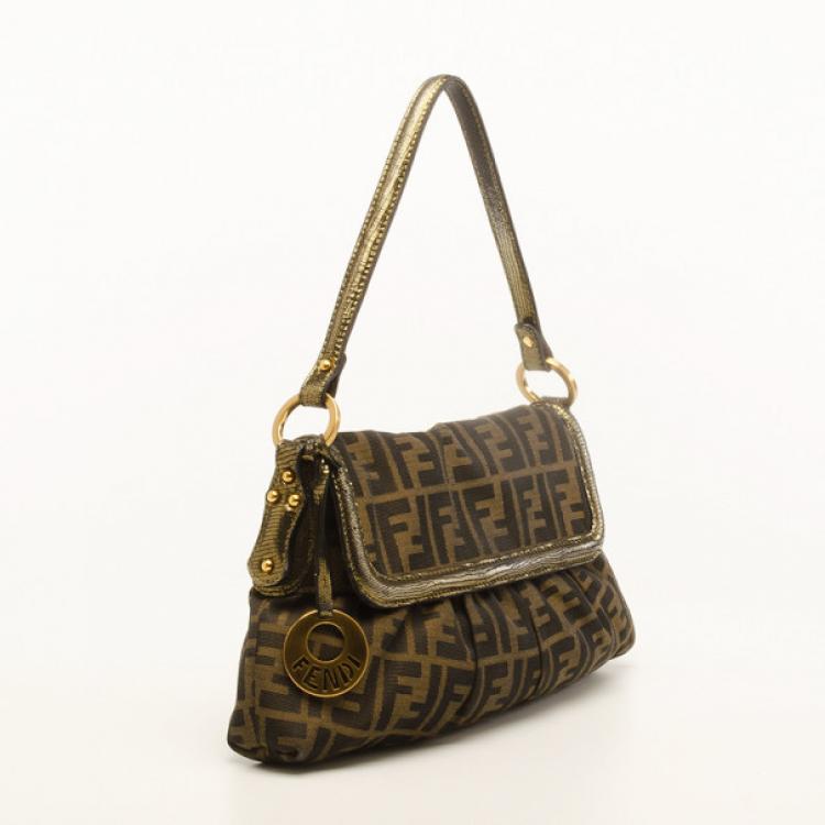 Pre Owned Fendi Tobacco Zucca Print Canvas and Bronze Leather Small Chef