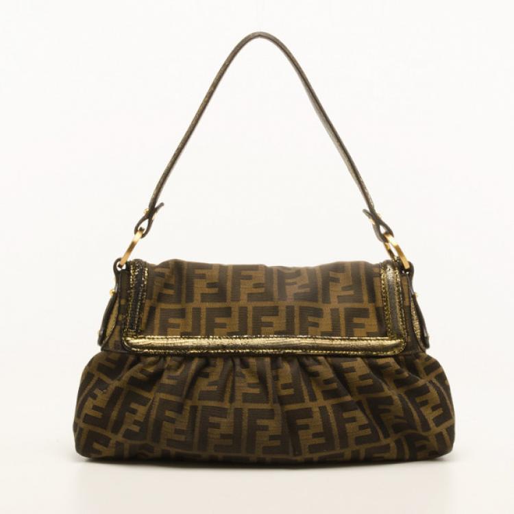 Pre Owned Fendi Tobacco Zucca Print Canvas and Bronze Leather Small Chef