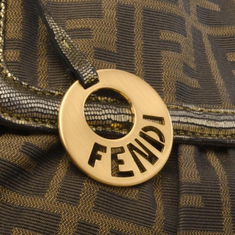 Pre Owned Fendi Tobacco Zucca Print Canvas and Bronze Leather Small Chef