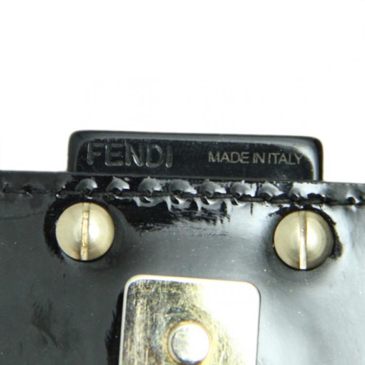 Pre Owned Fendi Enamel Charmed Yellow Evening Baguette