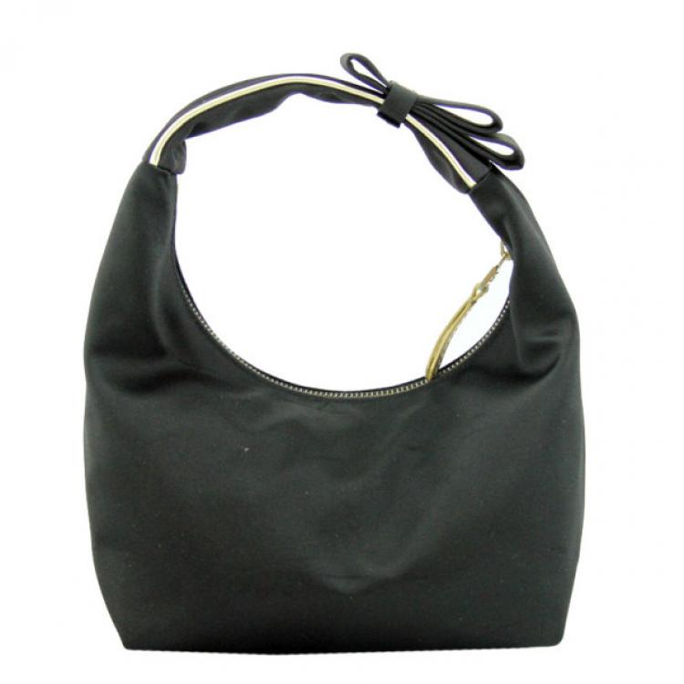 Pre Owned Fendi Black Satin Mini Hobo