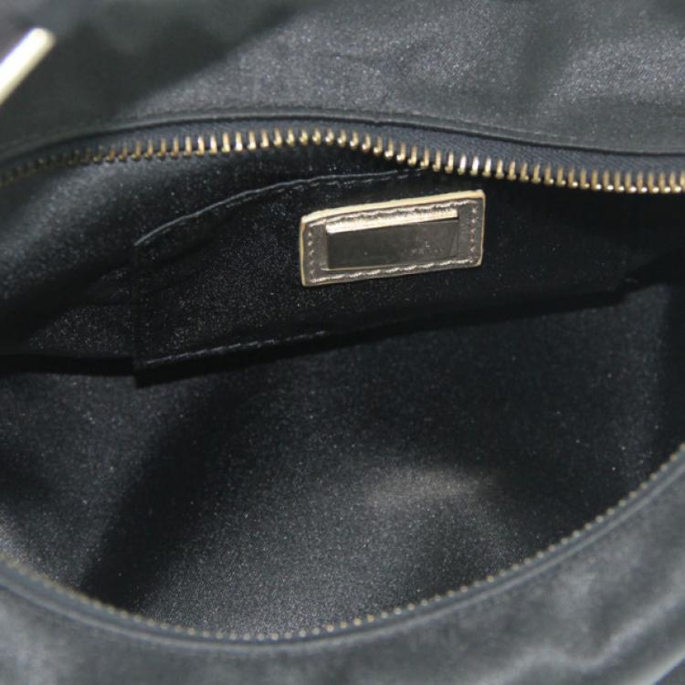 Pre Owned Fendi Black Satin Mini Hobo