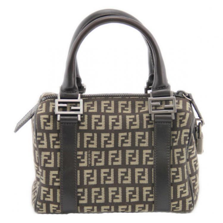 Pre Owned Fendi Mini Zucchino Boston Bag