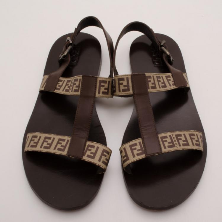 Pre Owned Fendi Mens Zucchino Sandals Size 44